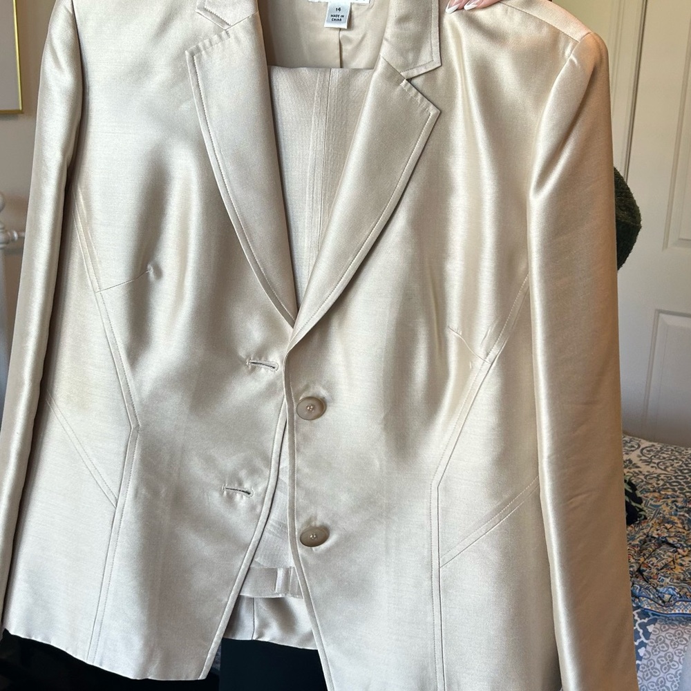 Talbots Pure Silk Cream Suit Set